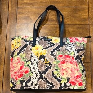 Betsey Johnson Pink and Yellow Floral Snake Tote